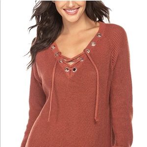 Chunky knit lace up sweater